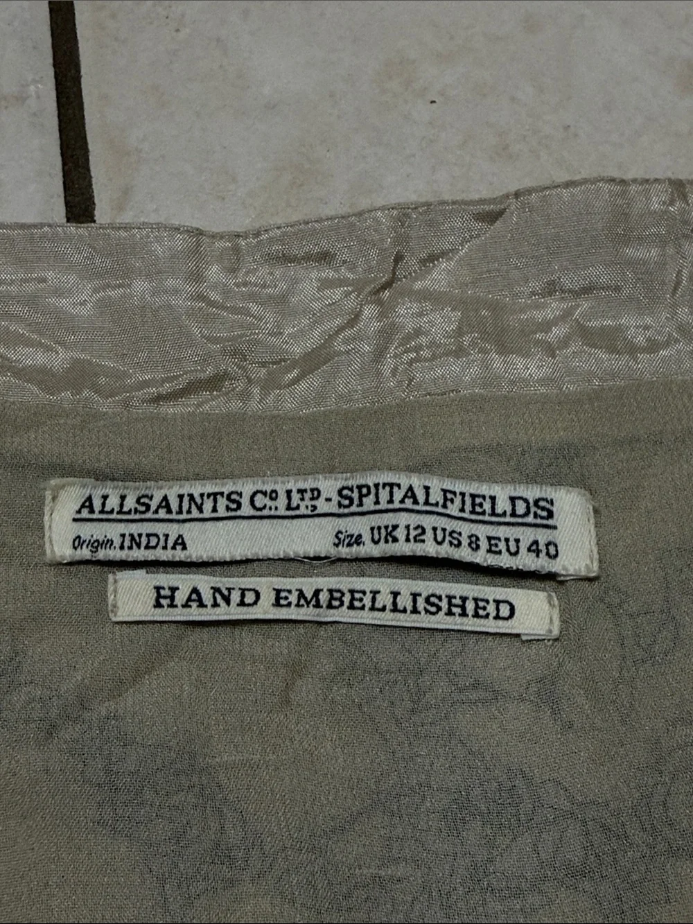 ALLSAINTS beaded mini skirt. Size 8